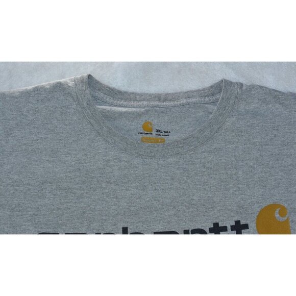 Carhartt Emea Mens T-Shirt Size 3XL Tall Original Fit Gray Core Logo Long Sleeve - Picture 2 of 12